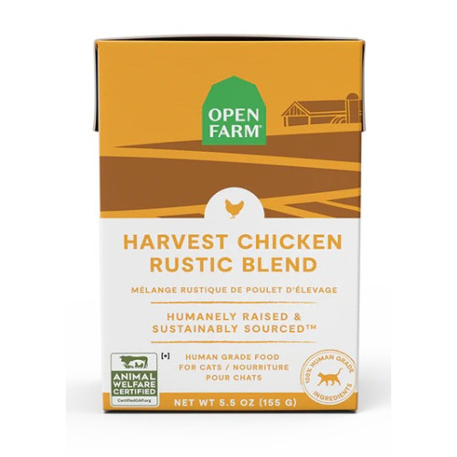 OPEN FARM 5.5oz Harvest Chicken Rustic Blend 美國貓濕糧 [方盒-黃] 走地雞燉肉配方 5.5oz 新包裝 (EXP: 7月/2027)